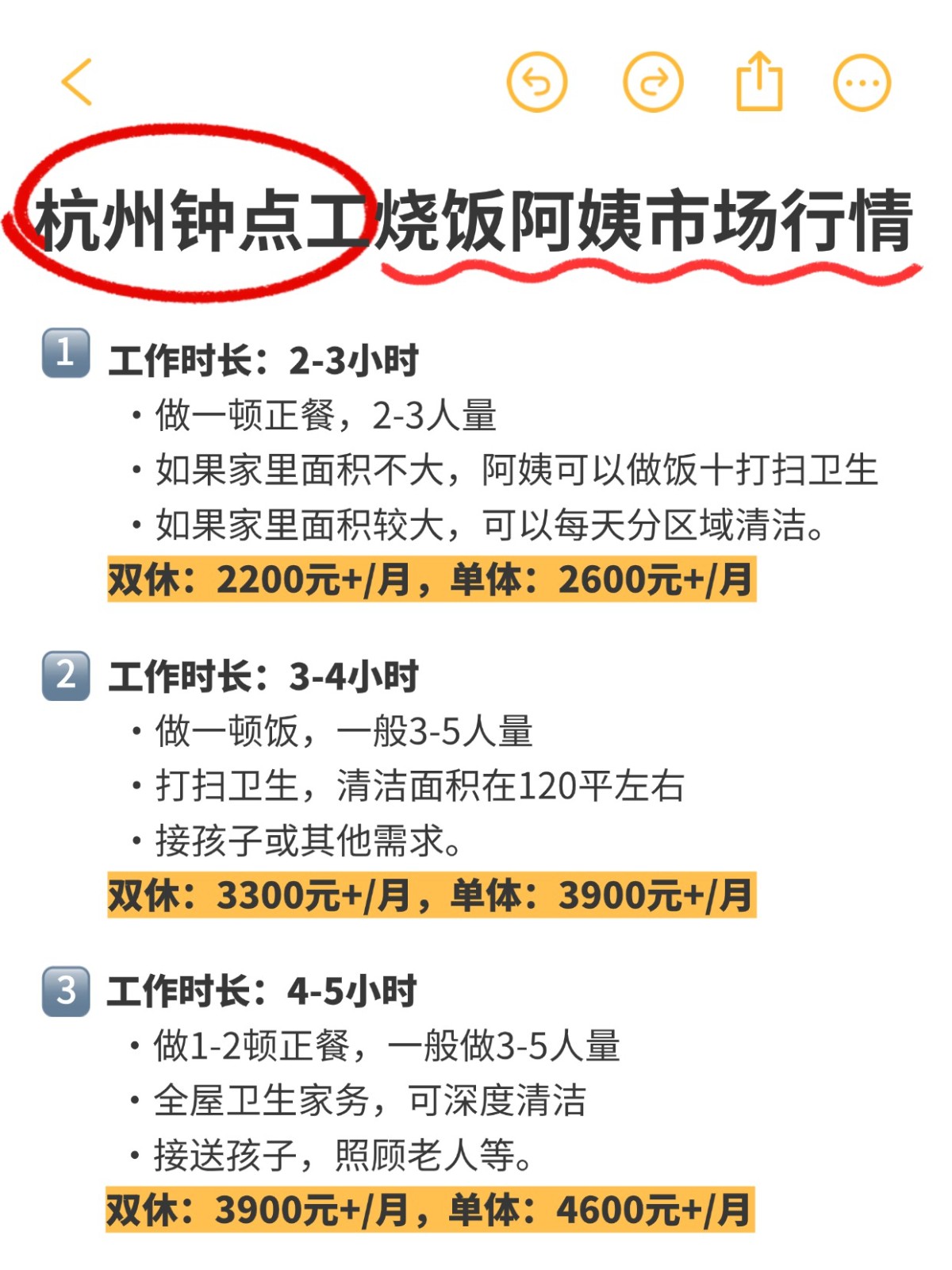 坐标杭州,钟点工烧饭阿姨市场行情!