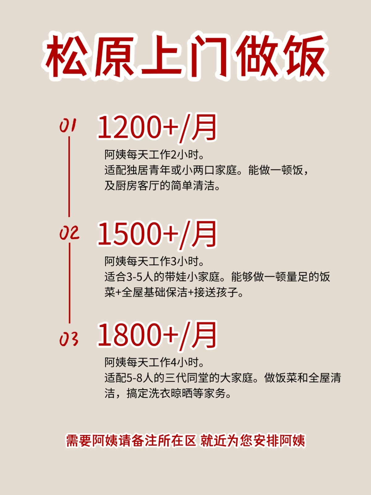 2026松原上门做饭阿姨包月2200码住