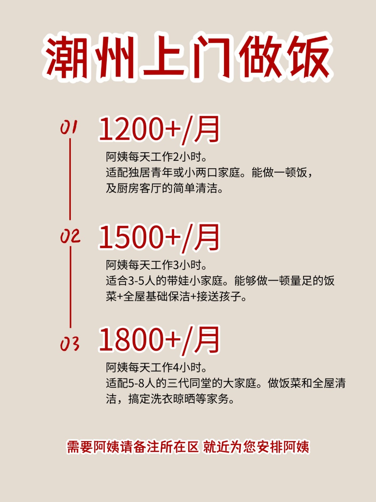 2026潮州上门做饭阿姨包月2200码住