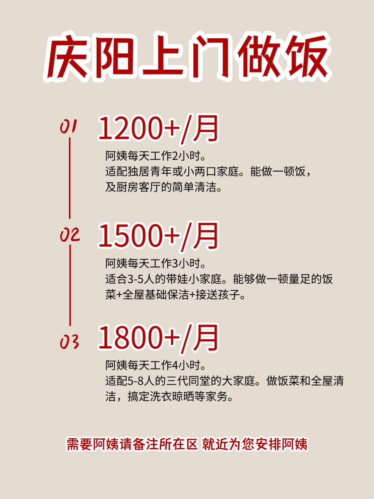 2026庆阳上门做饭阿姨包月2200码住