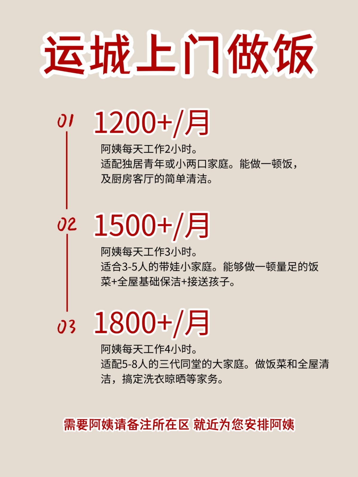 2026运城上门做饭阿姨包月2200码住