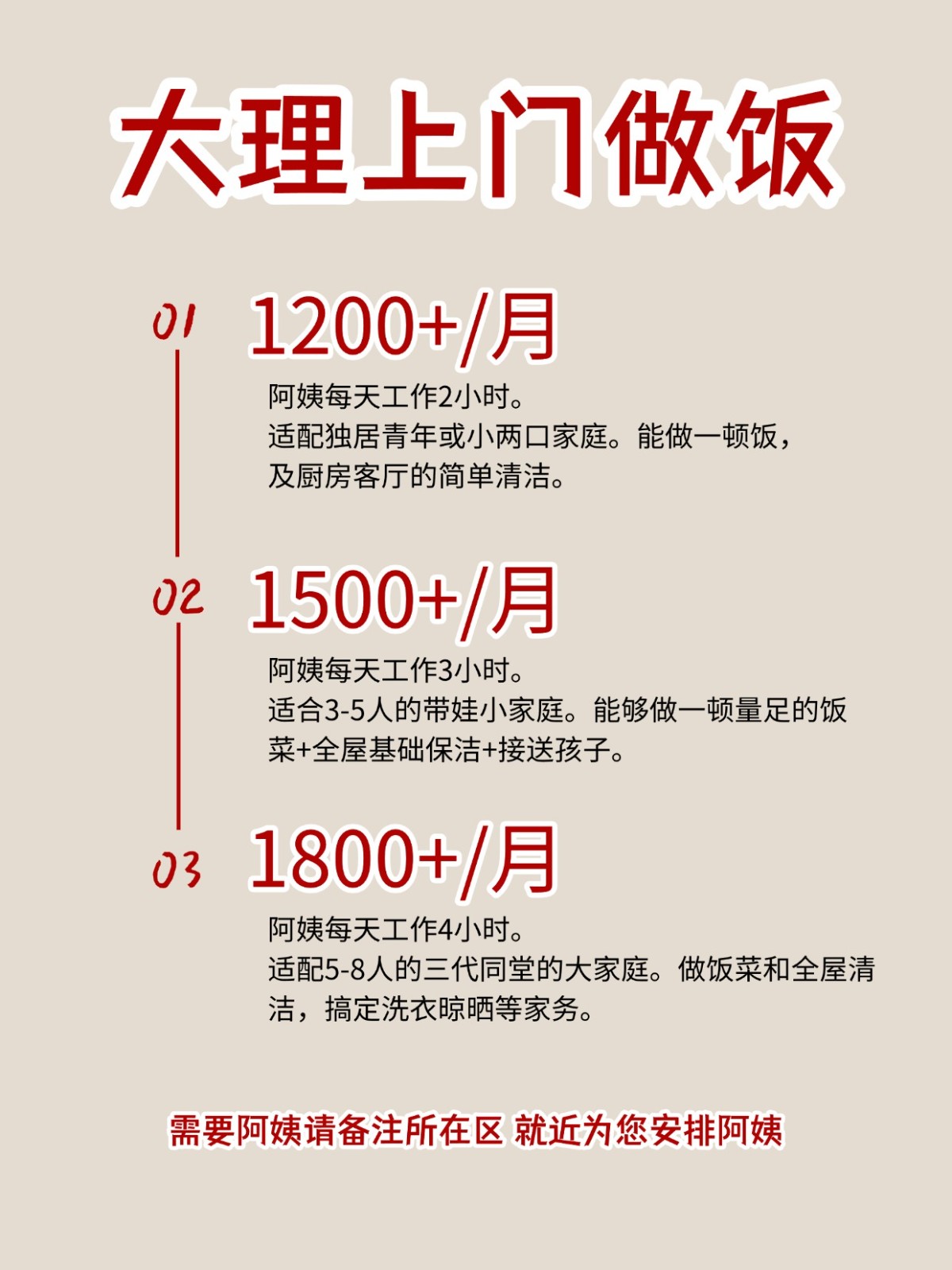 2026大理上门做饭阿姨包月2200码住