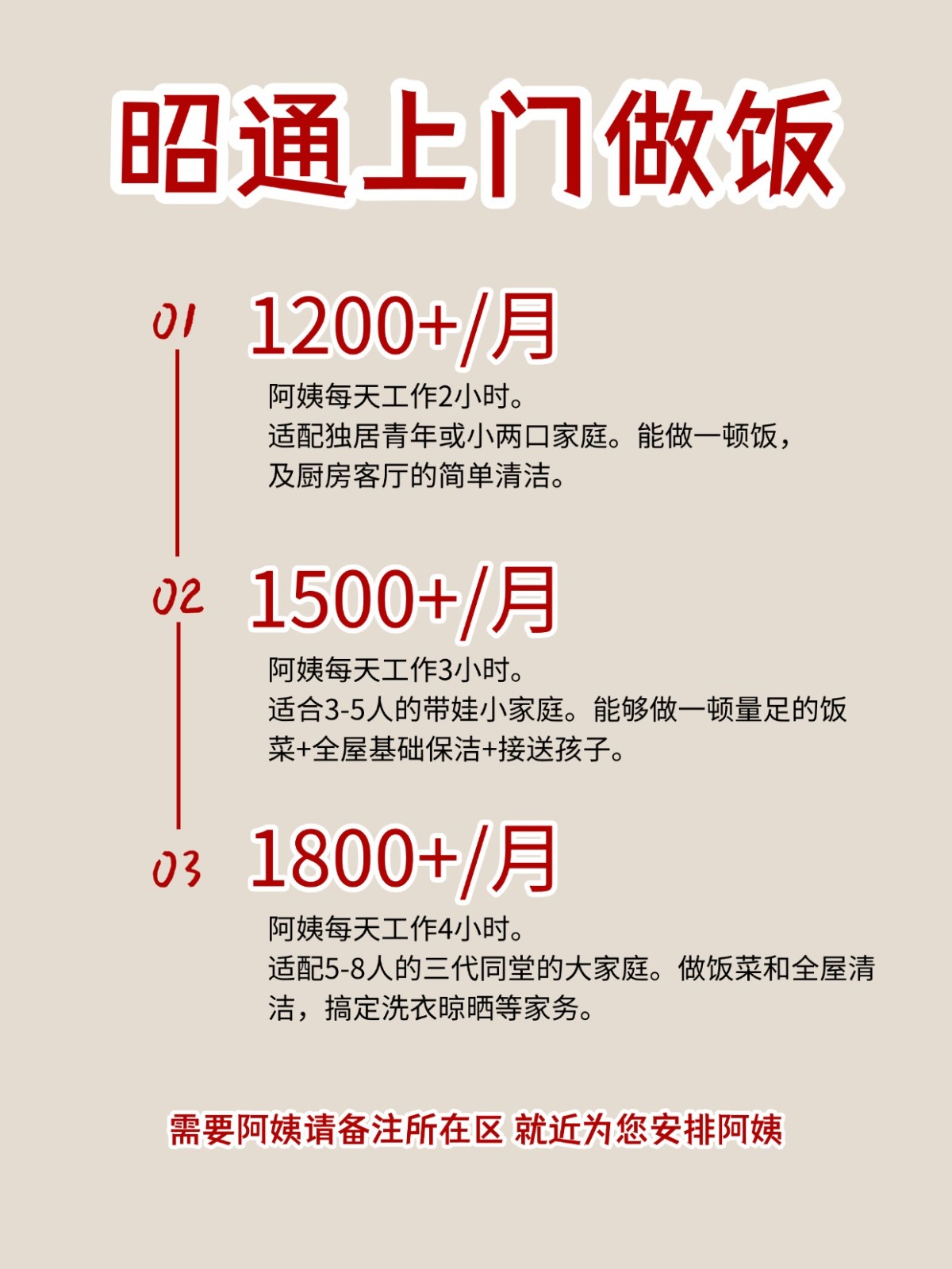 2026昭通上门做饭阿姨包月2200码住