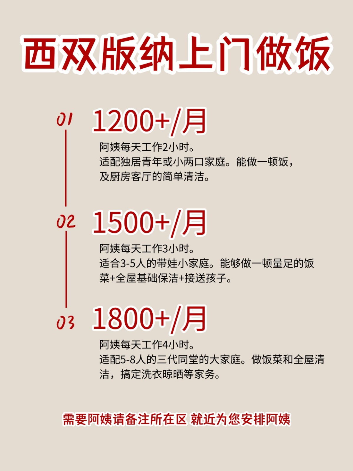 2026西双版纳上门做饭阿姨包月2200码住