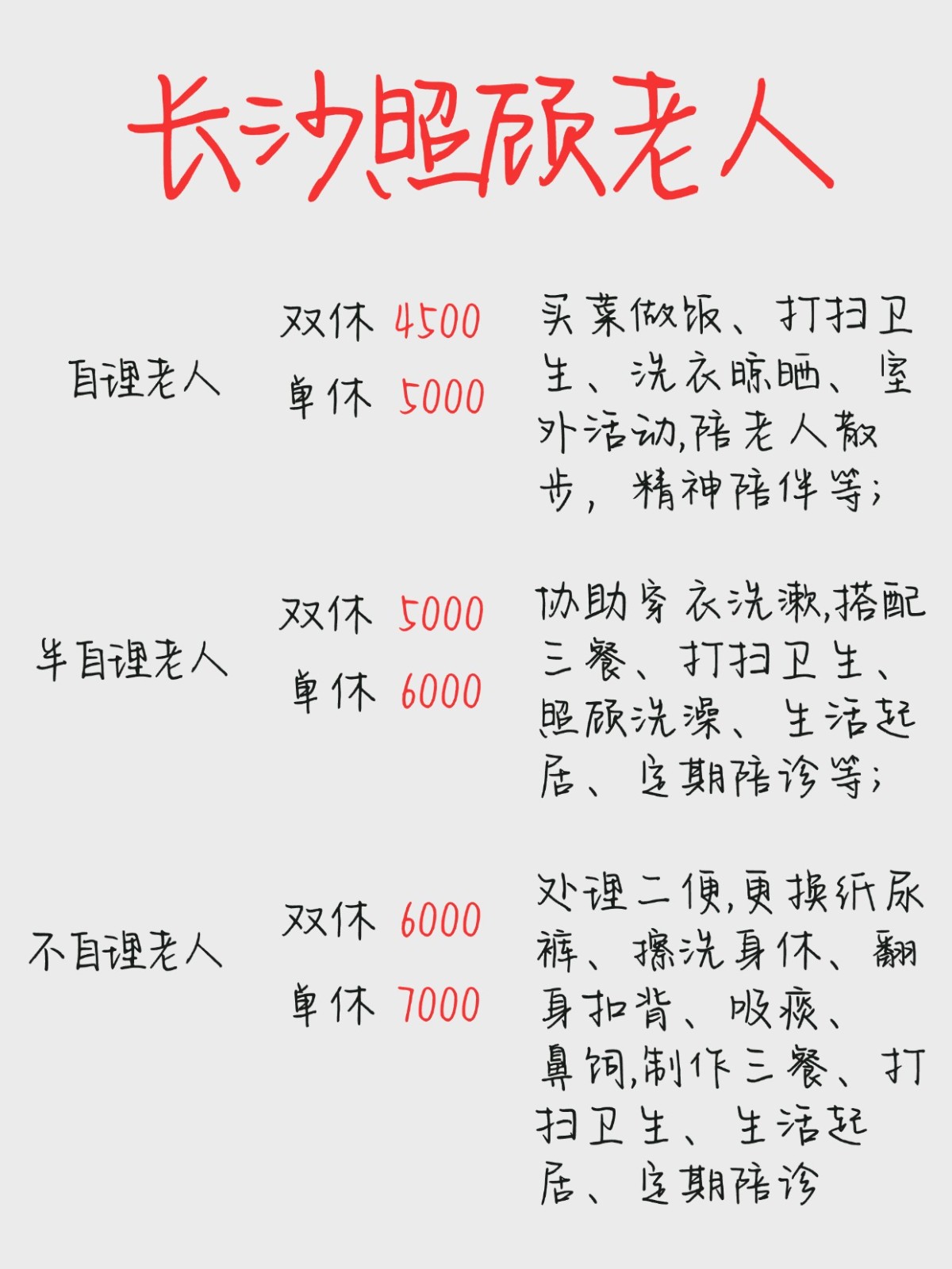 长沙照顾老人保姆价格｜2026最新收费标准