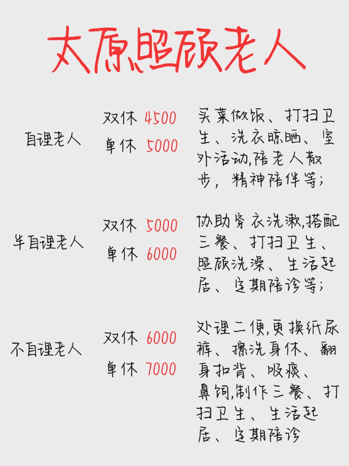 太原照顾老人保姆价格｜2026最新收费标准