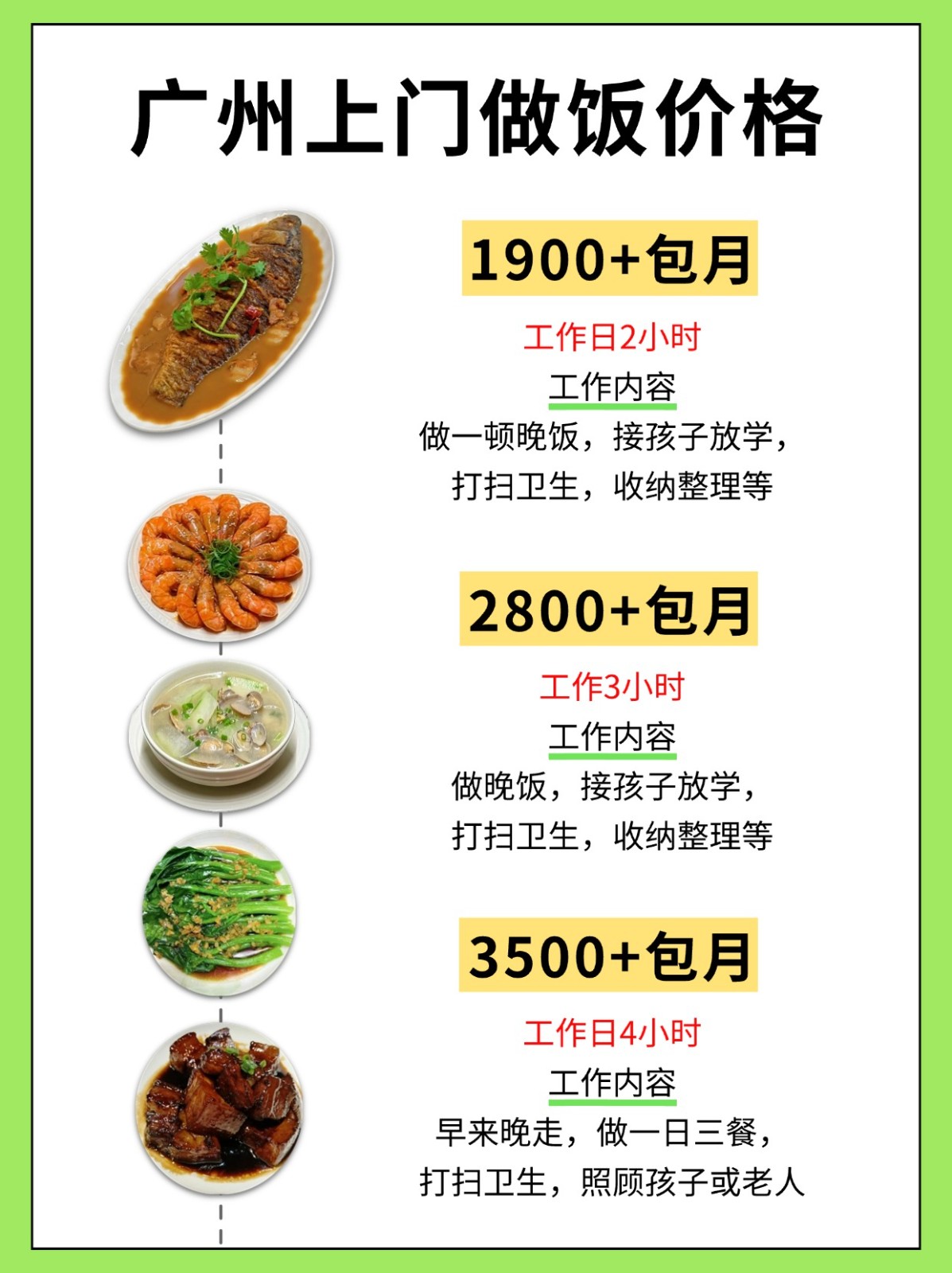 广州，三口之家2800请的半天做饭阿姨