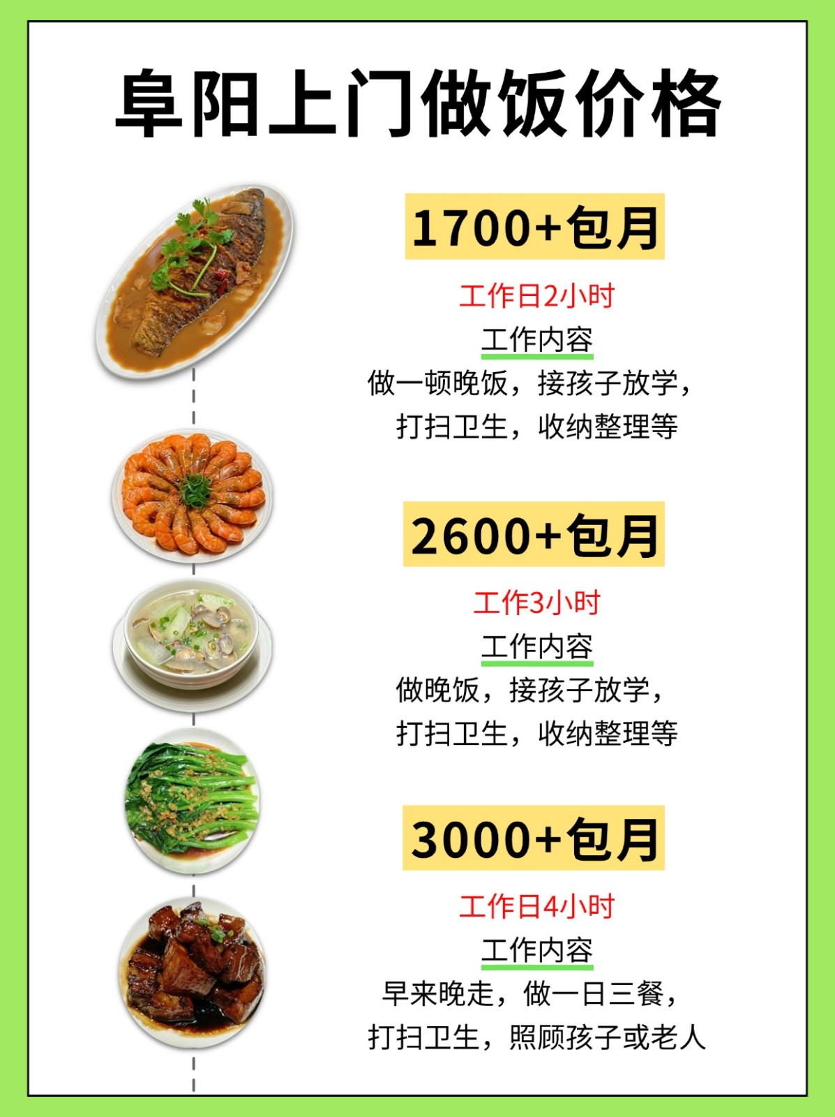 阜阳，三口之家2600请的半天做饭阿姨