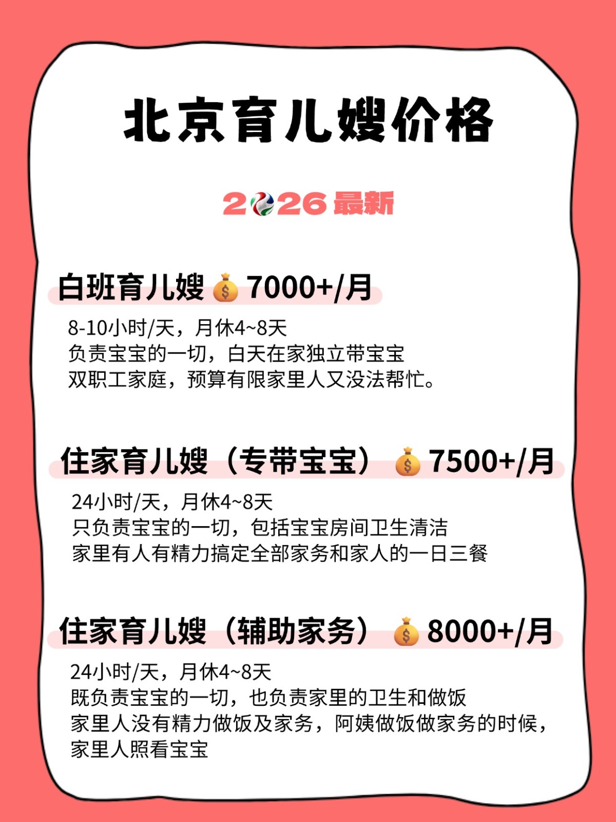 北京育儿嫂怎么收费?宝妈找阿姨必看