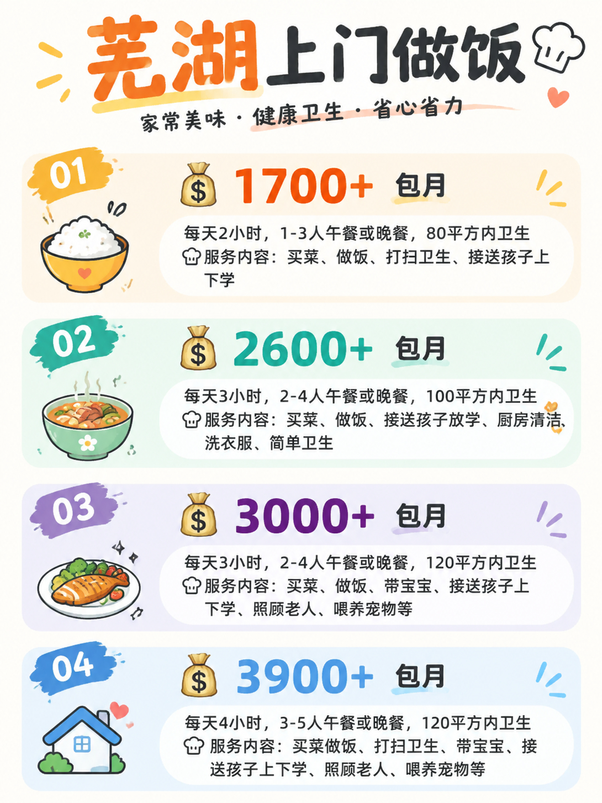 芜湖上门做饭包月1700+直接解放双手❗️