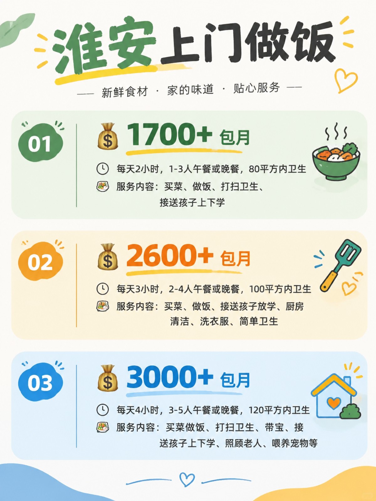 淮安上门做饭包月1700+直接解放双手❗️