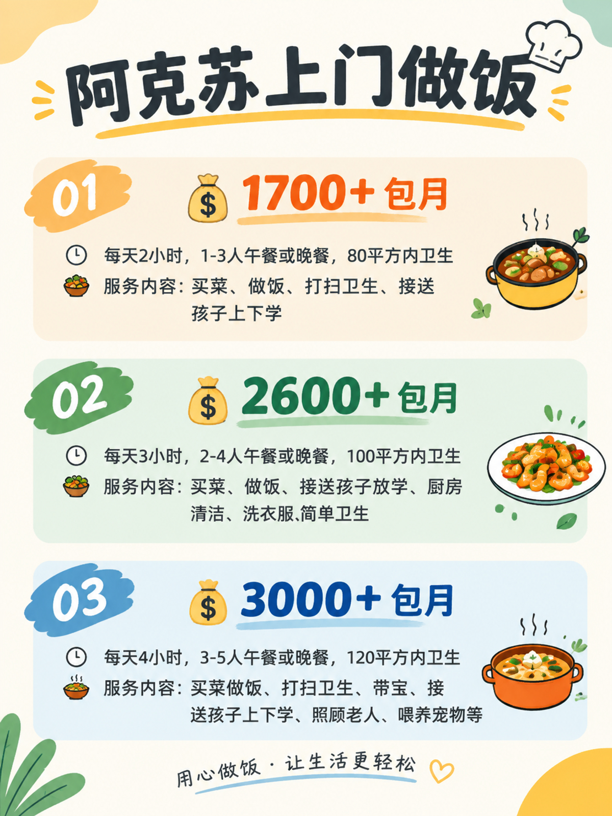 阿克苏上门做饭包月1700+直接解放双手❗️