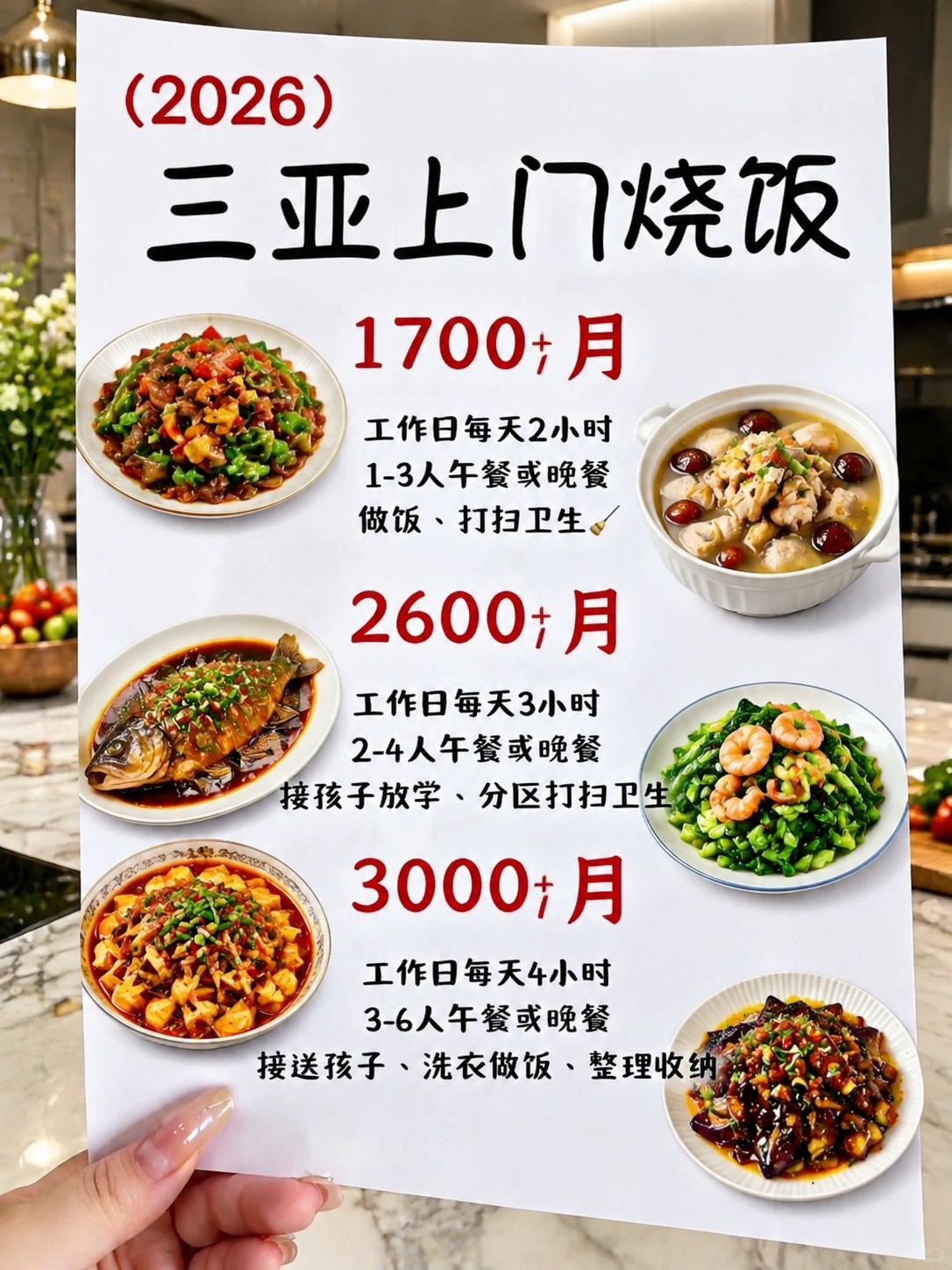 ?三亚上门烧饭1700+包月搞定一日三餐