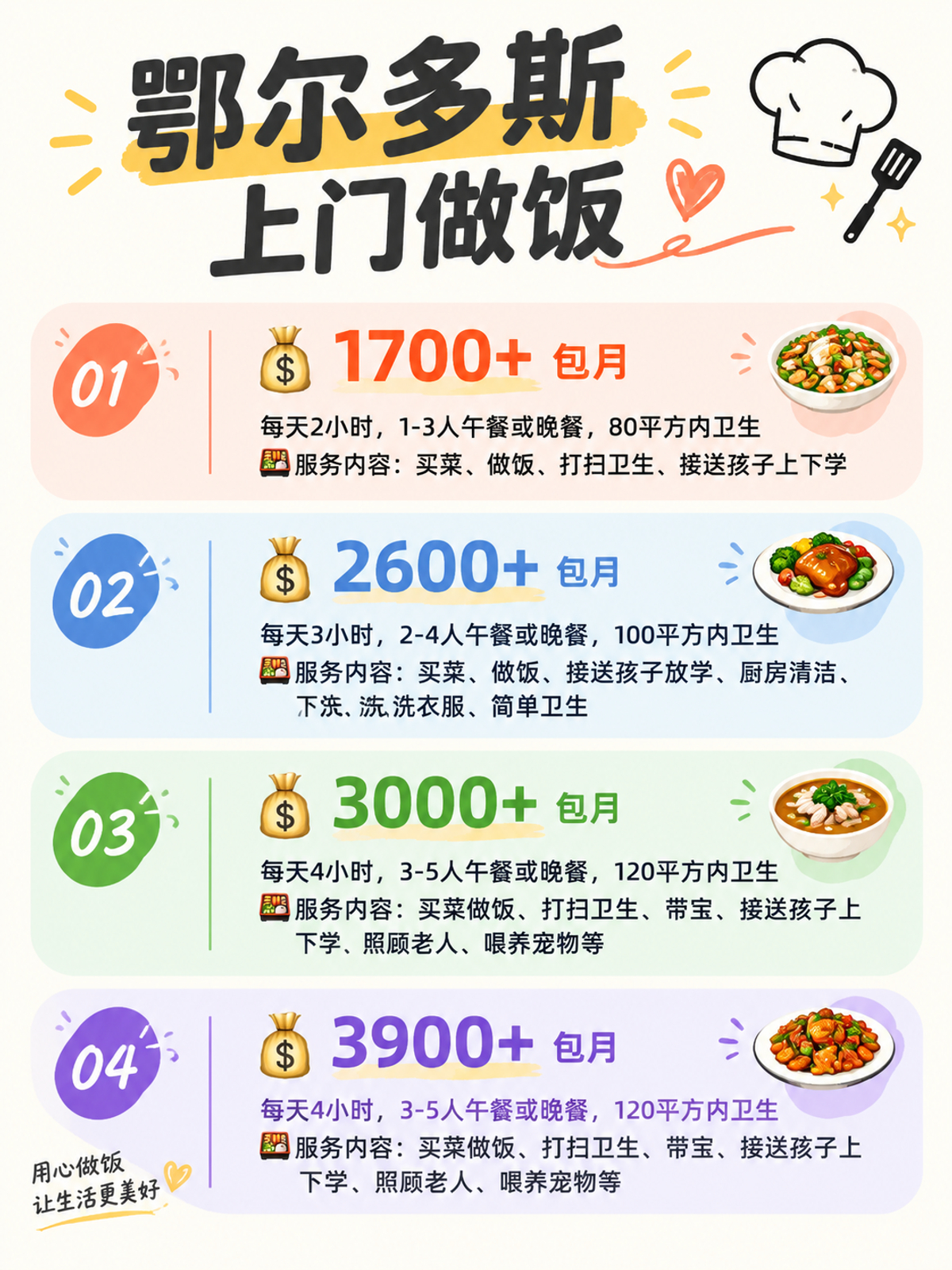 鄂尔多斯上门做饭包月1700+直接解放双手❗️