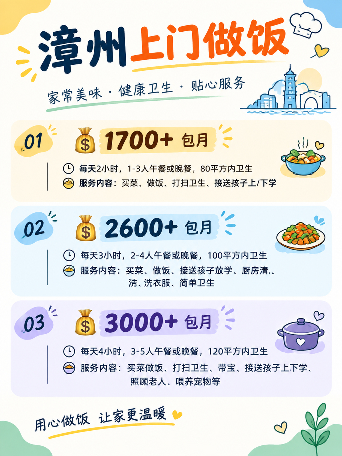 漳州上门做饭包月1700+直接解放双手❗️