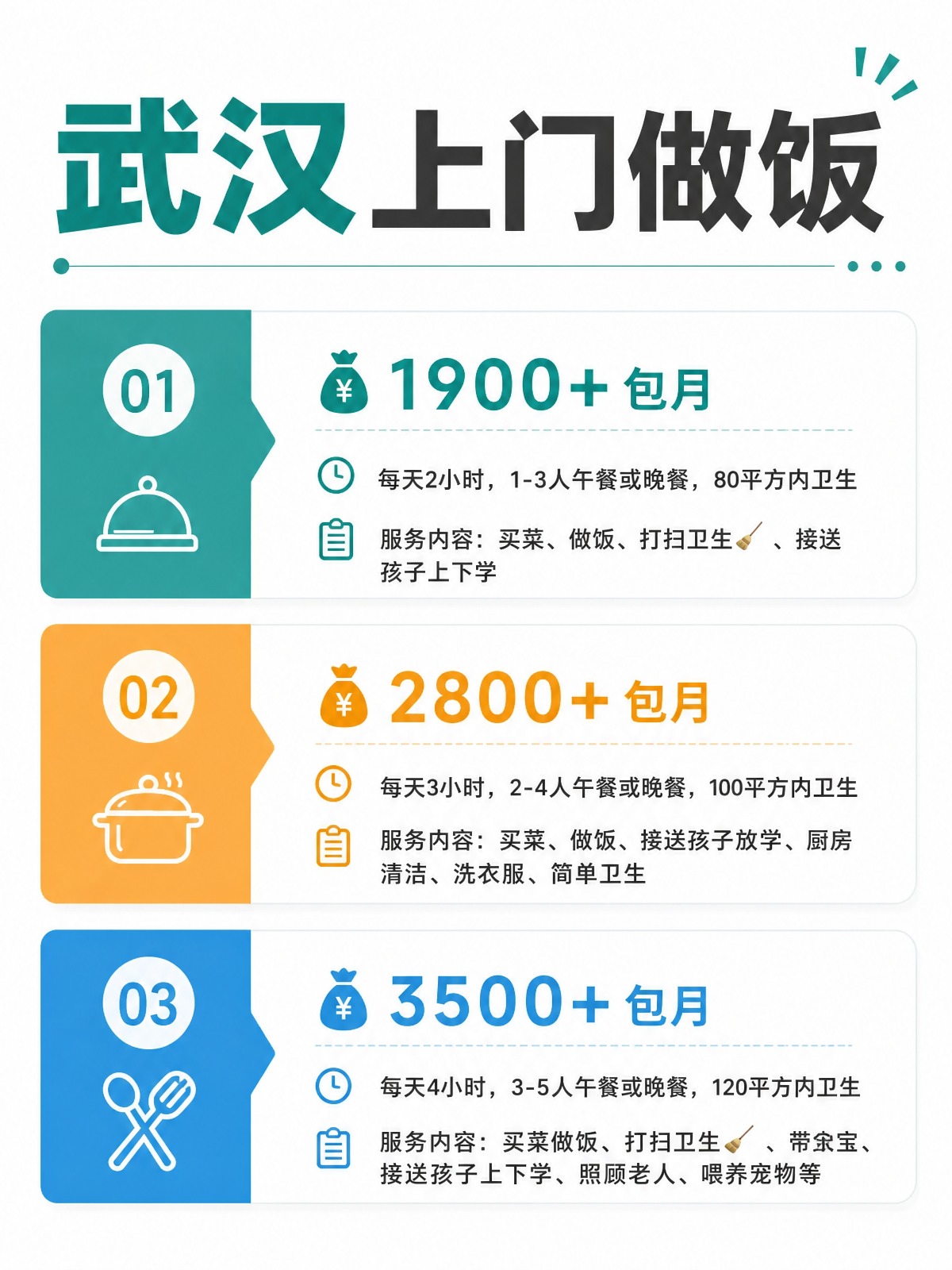 武汉上门做饭包月1900+直接解放双手❗️