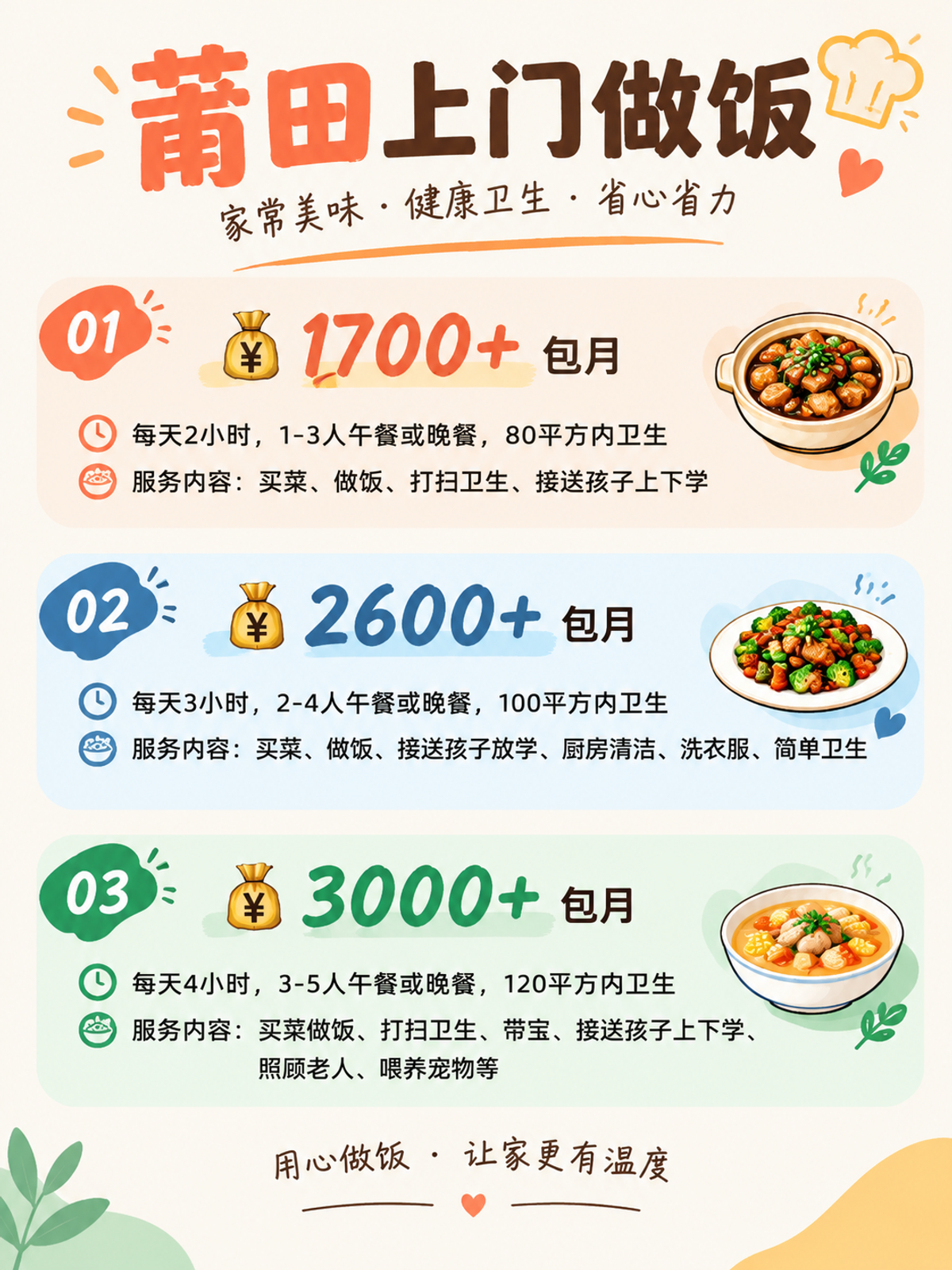 莆田上门做饭包月1700+直接解放双手❗️