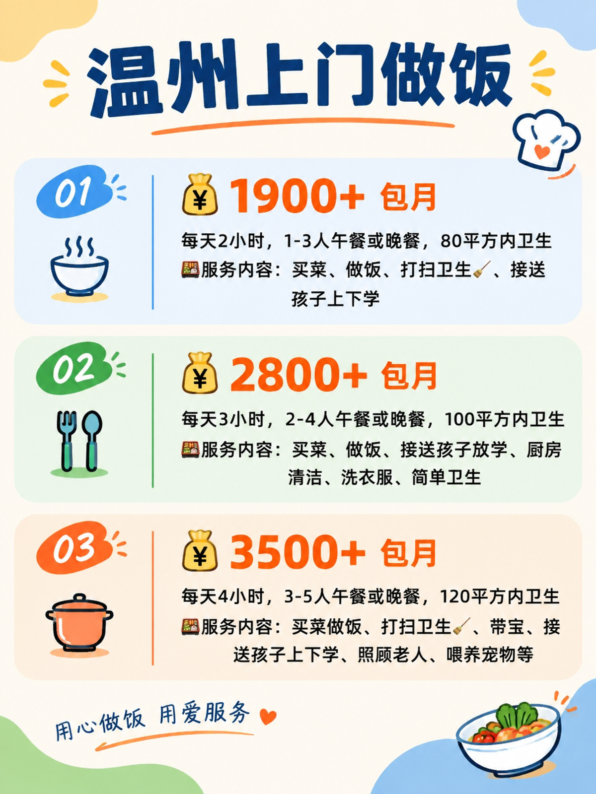 温州上门做饭包月1900+直接解放双手❗️