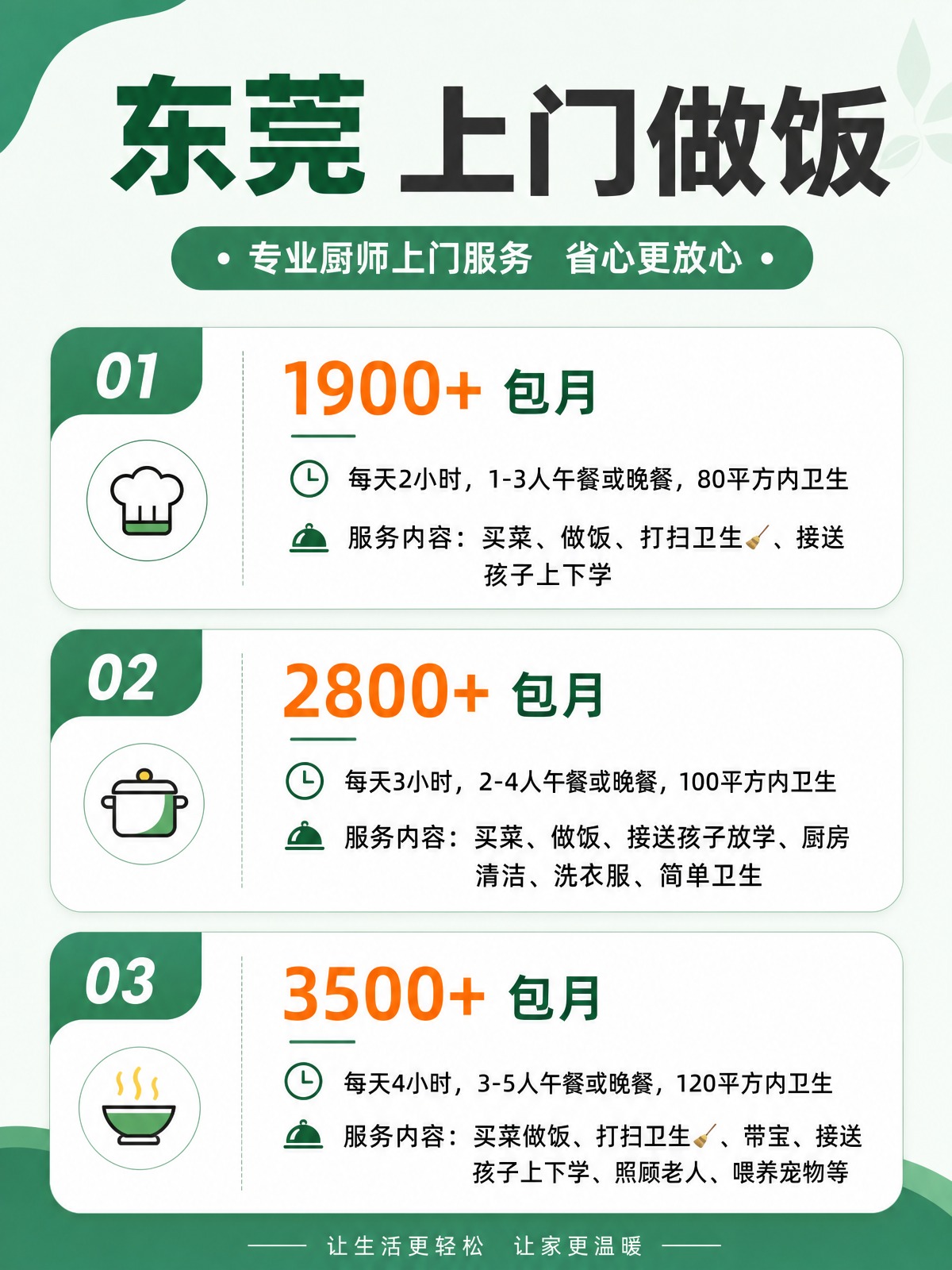 东莞上门做饭包月1900+直接解放双手❗️
