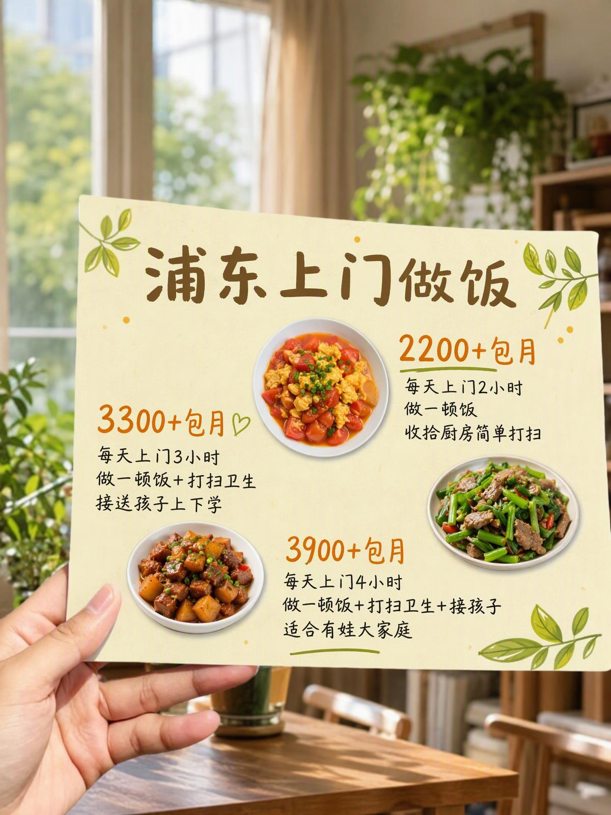 浦东上门做饭 2000包月做饭好吃不踩雷
