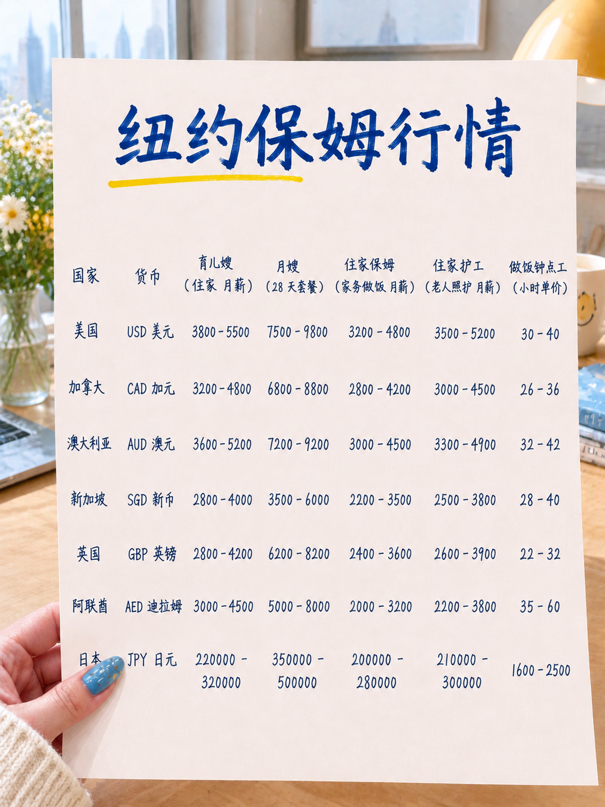 纽约保姆、育儿嫂、月嫂价格表来啦