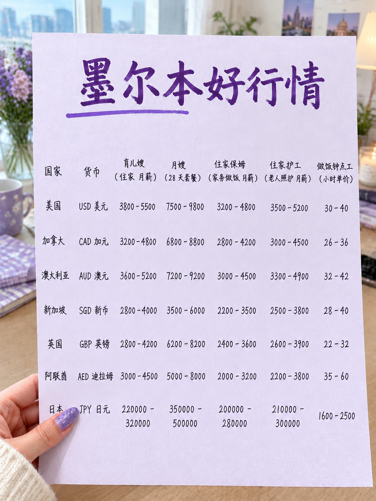 墨尔本保姆、育儿嫂、月嫂价格表来啦